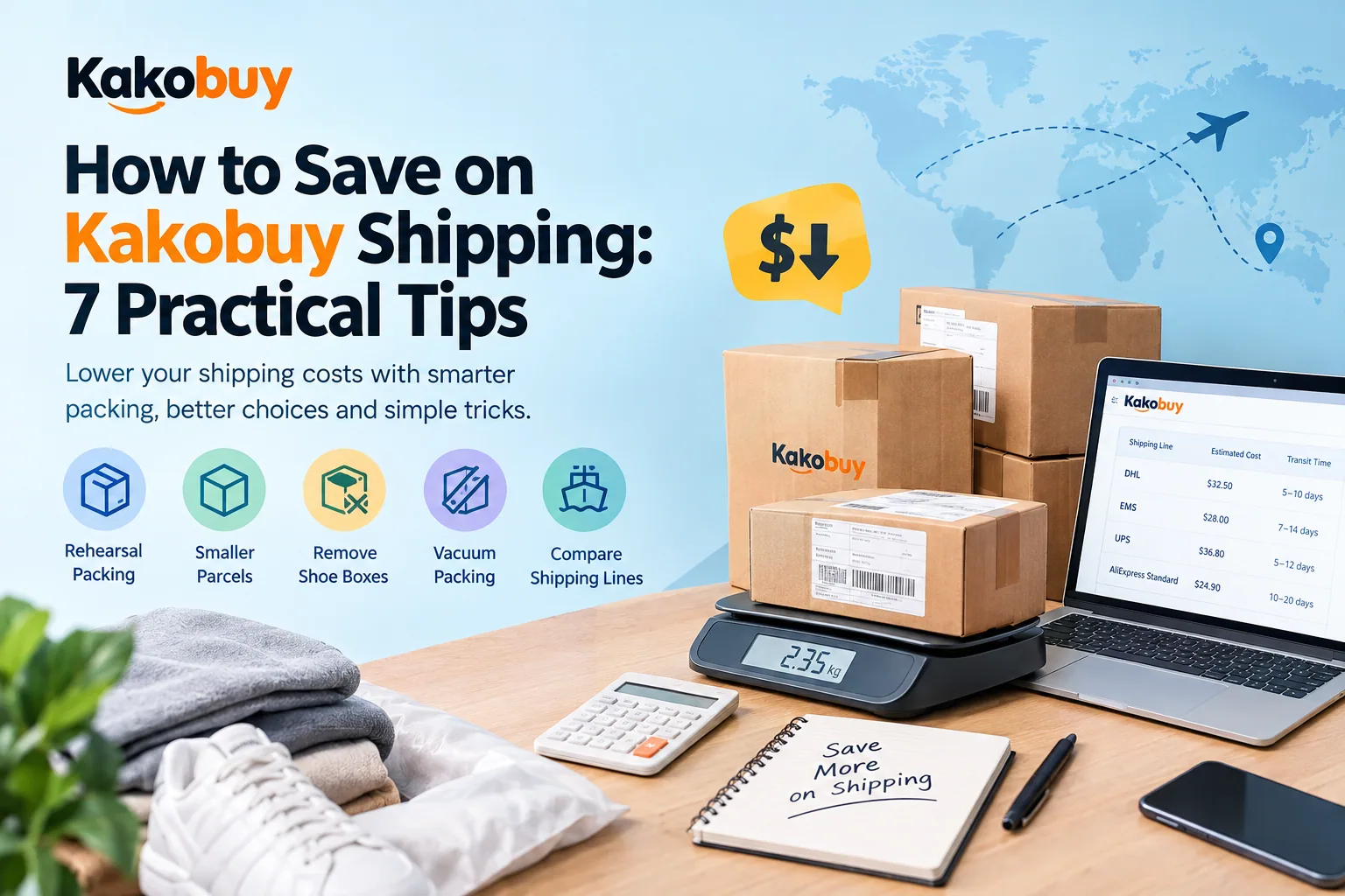 Tips for reducing Kakobuy shipping costs with smarter packing and shipping line comparisons